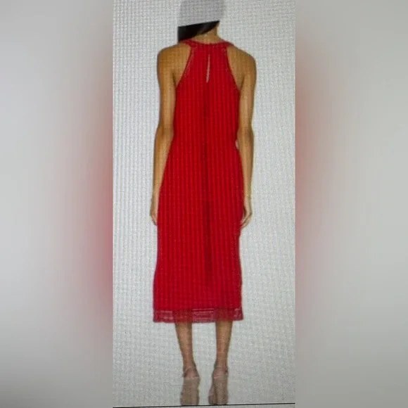 Joie red gauze, embroidered, midi dress, size large, NWT - Picture 2 of 12